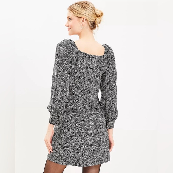 Loft Cozy Square Neck Balloon Sleeve Shift Dress Size L - Picture 3 of 14